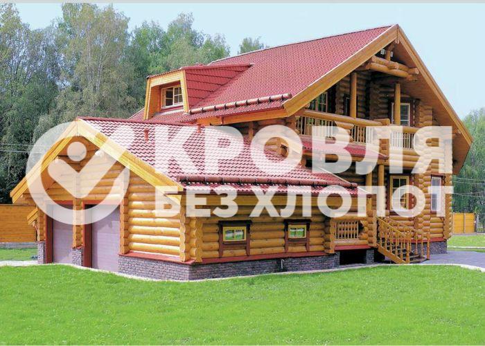 Покрытие кровли деревянного дома с гаражом